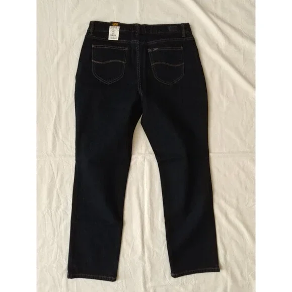 NWT Woman LEE Instantly Slims JEANS Sz 10 PETITE Dark Blue Straight Leg Relaxed - Picture 9 of 15